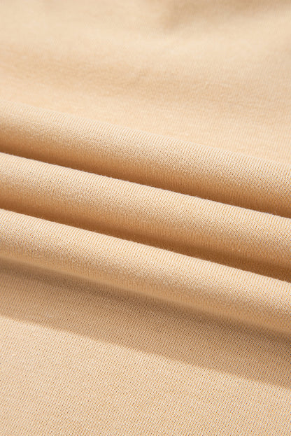 Light French Beige Aztec Patchwork Raglan Pullover Sweatshirt