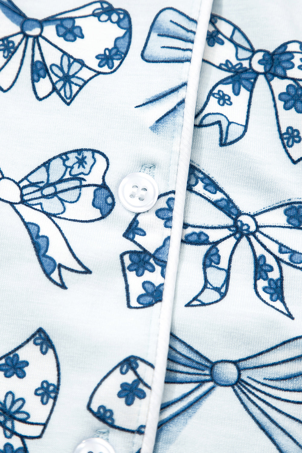 Sky Blue Bow Print Short Pajama Set