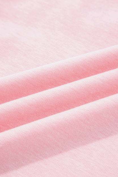 Light Pink Floral Colorblock Patchwork Chest Pocket Notched Neck Long Sleeve Top