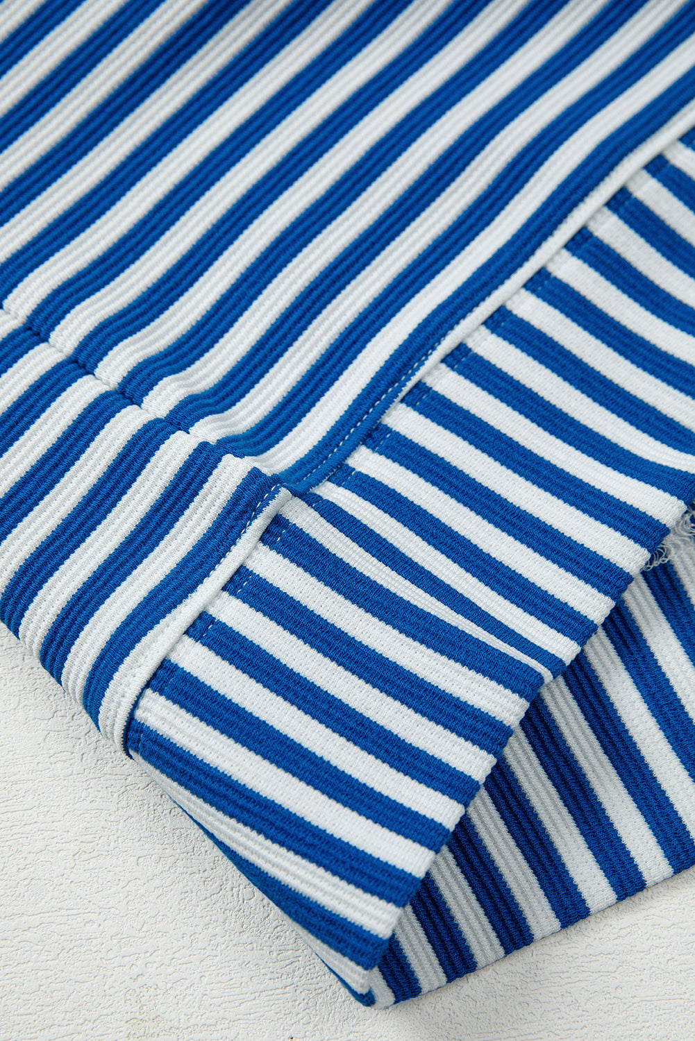 Green Stripe Quarter Zip Collar Pullover Long Sleeve Top