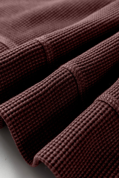 Mist Green Waffle Knit Patchwork Long Sleeve Loose Top