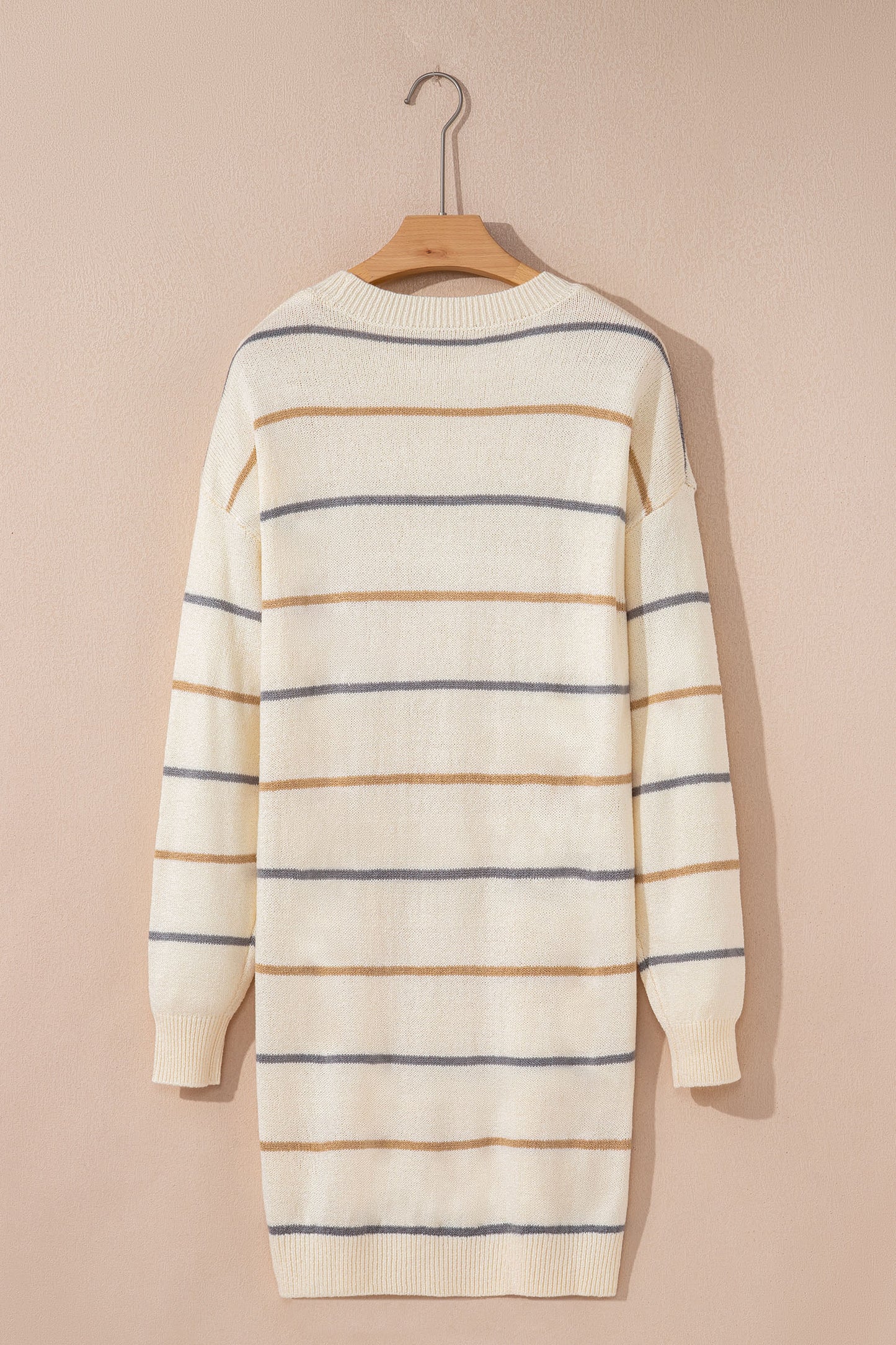 Multicolour Striped Print Drop Shoulder Shift Sweater Mini Dress