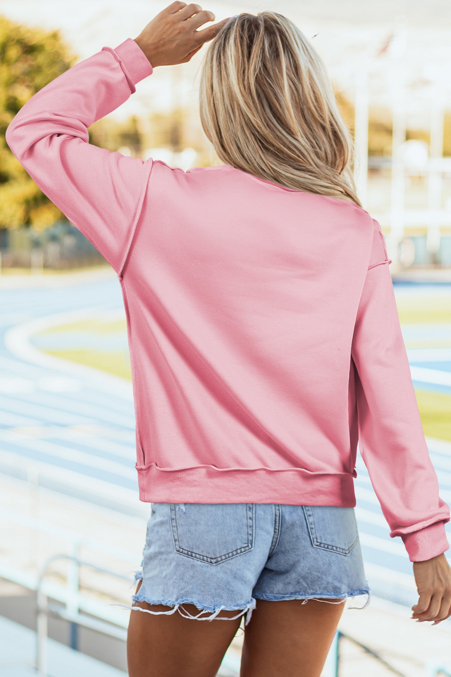 Carrot Oversize Drop Shoulder Reversible Mock Neck Sweatshirt