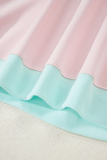 Parchment Striped Colorblock Patchwork Drop Shoulder Sweatshirt