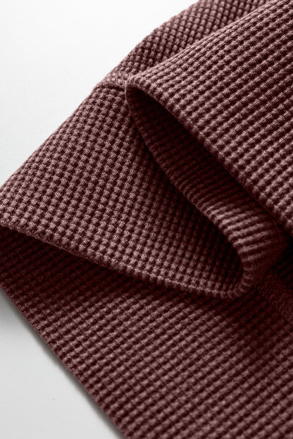 Mist Green Waffle Knit Patchwork Long Sleeve Loose Top