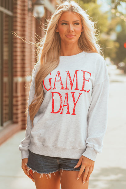 Black Vintage Washed GAME DAY Graphic Baggy Sweatshirt