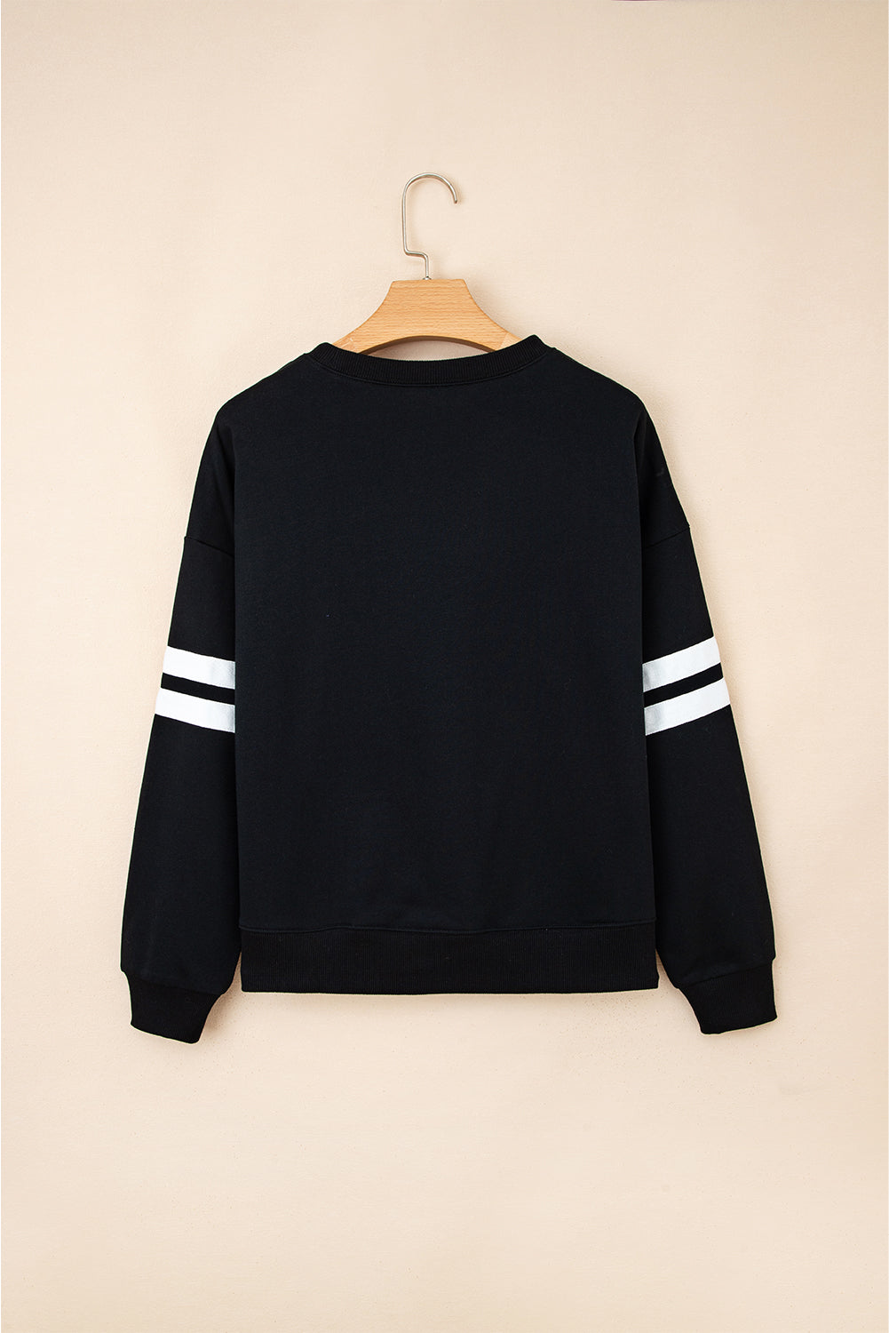 Navy Blue Varsity Striped Detail Drop Shoulder Oversized Sweatshirt