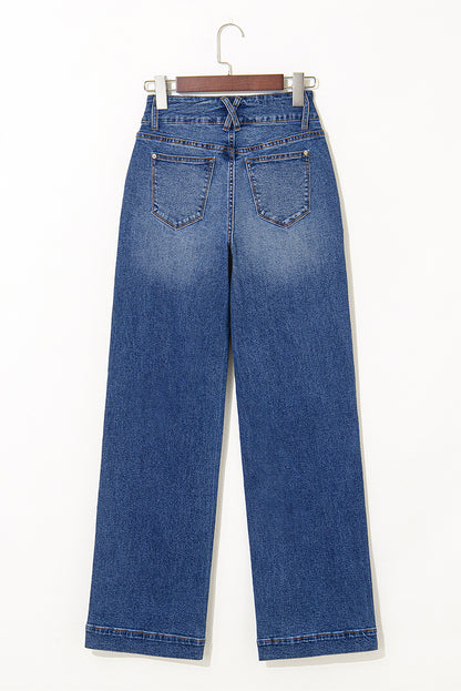 Ashleigh Blue Double Button Zip Fly Straight Leg Jeans