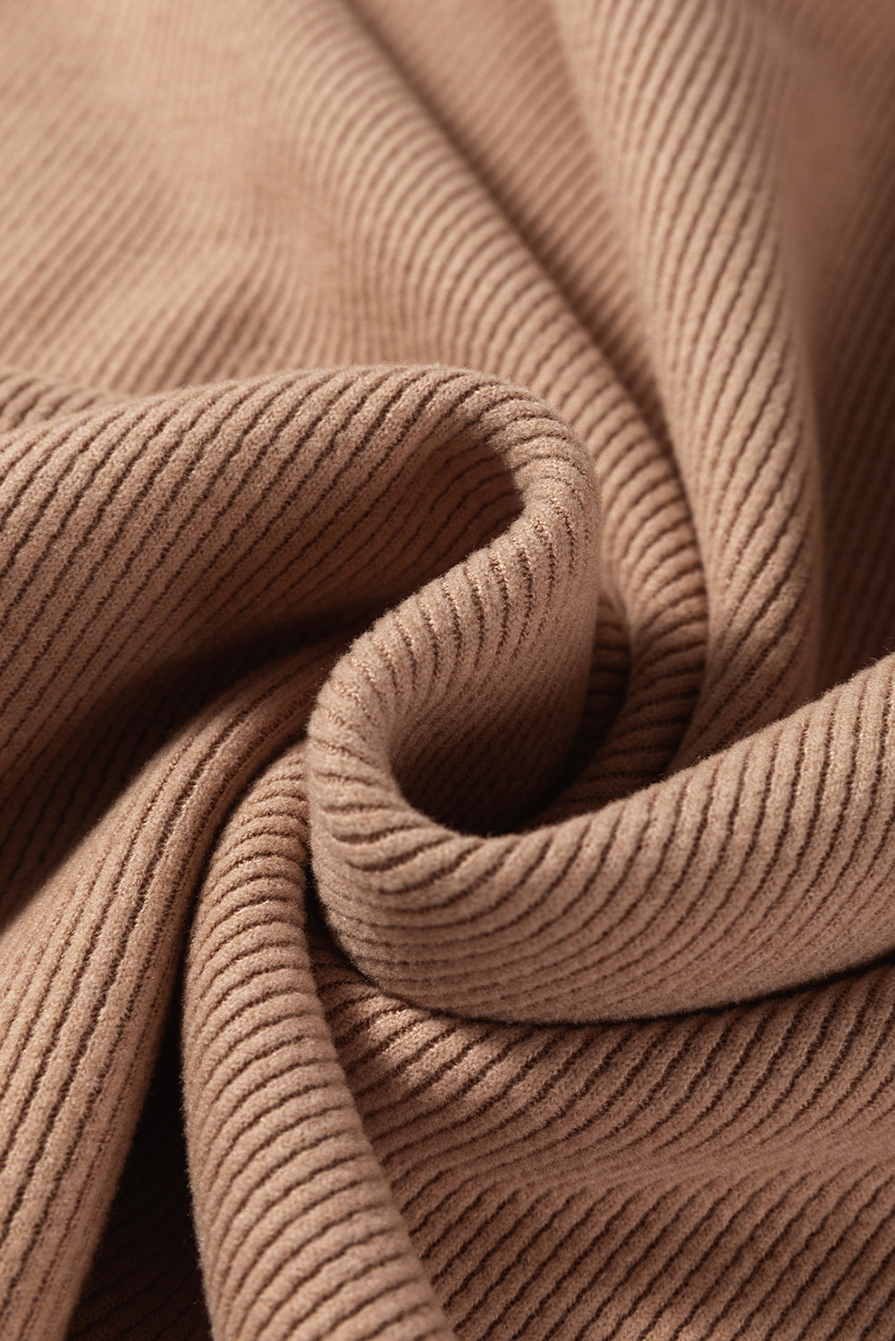 Rose Tan Lace Drawstring Pullover Hoodie and High Waist Pants Corduroy Suit