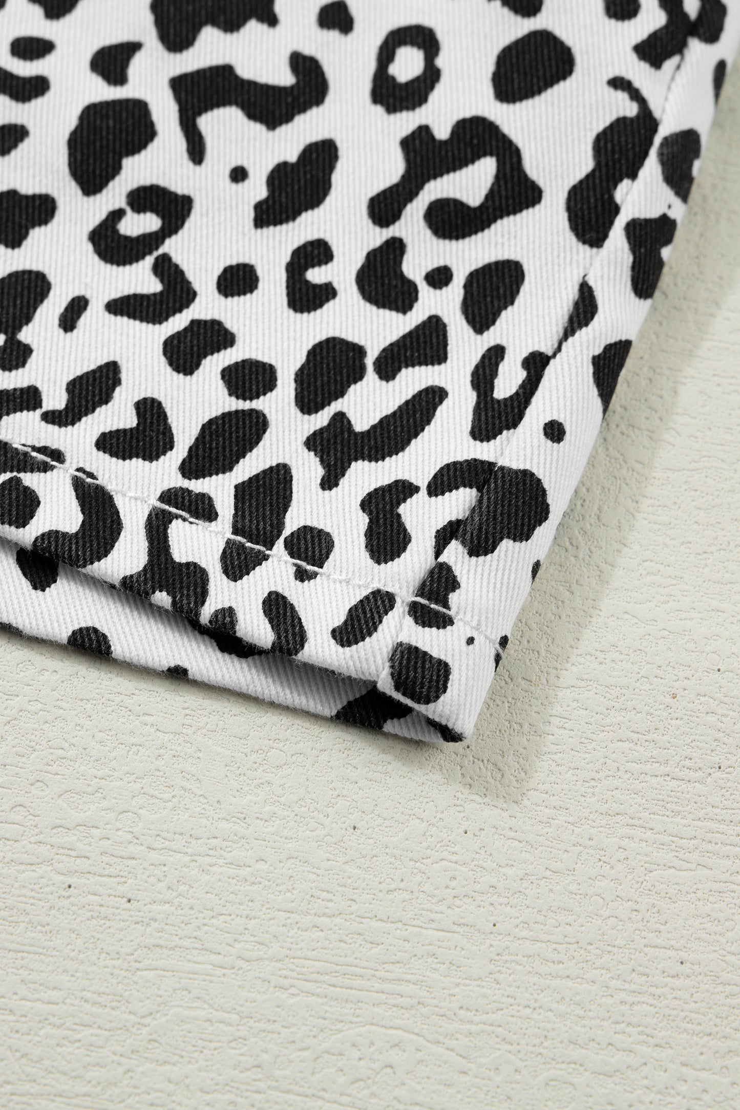 Brown Leopard Print Button Overlap Denim Shorts