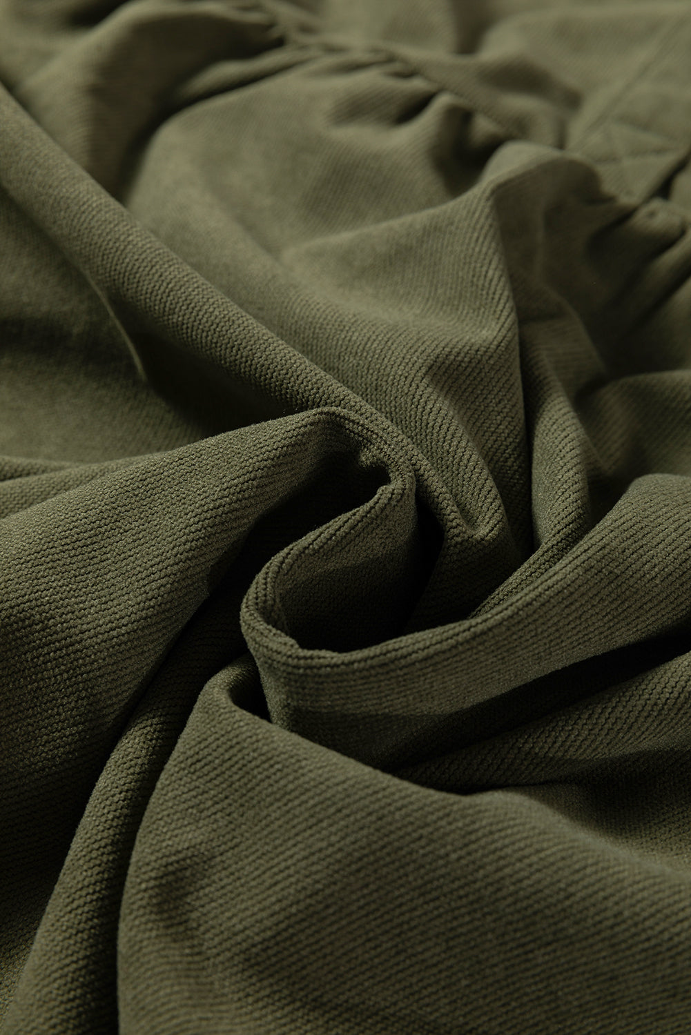 Black Corduroy Half Button Collared Long Sleeve Mini Dress