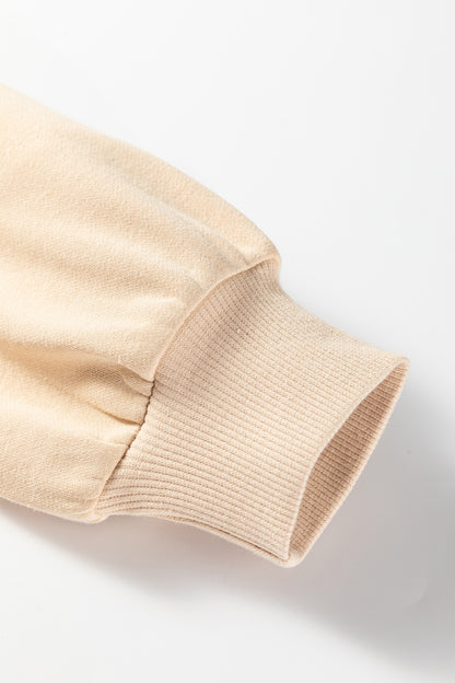 Parchment Embroidered Flower Pattern Drop Shoulder Sweatshirt