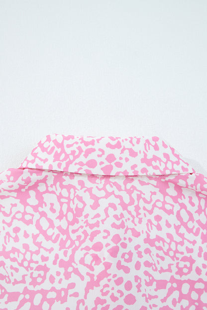 Pink Leopard Striped Western Casual Shirt