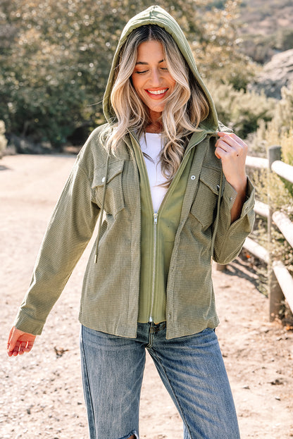 Sail Blue 2 in 1 Thermal Knit Textured Hooded Jacket