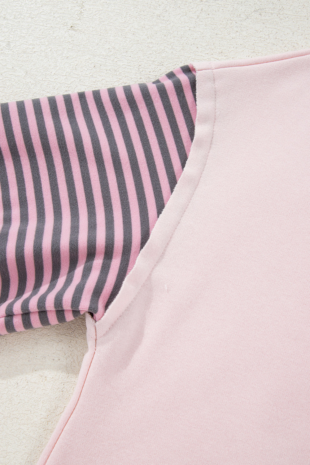 Parchment Striped Colorblock Patchwork Drop Shoulder Sweatshirt