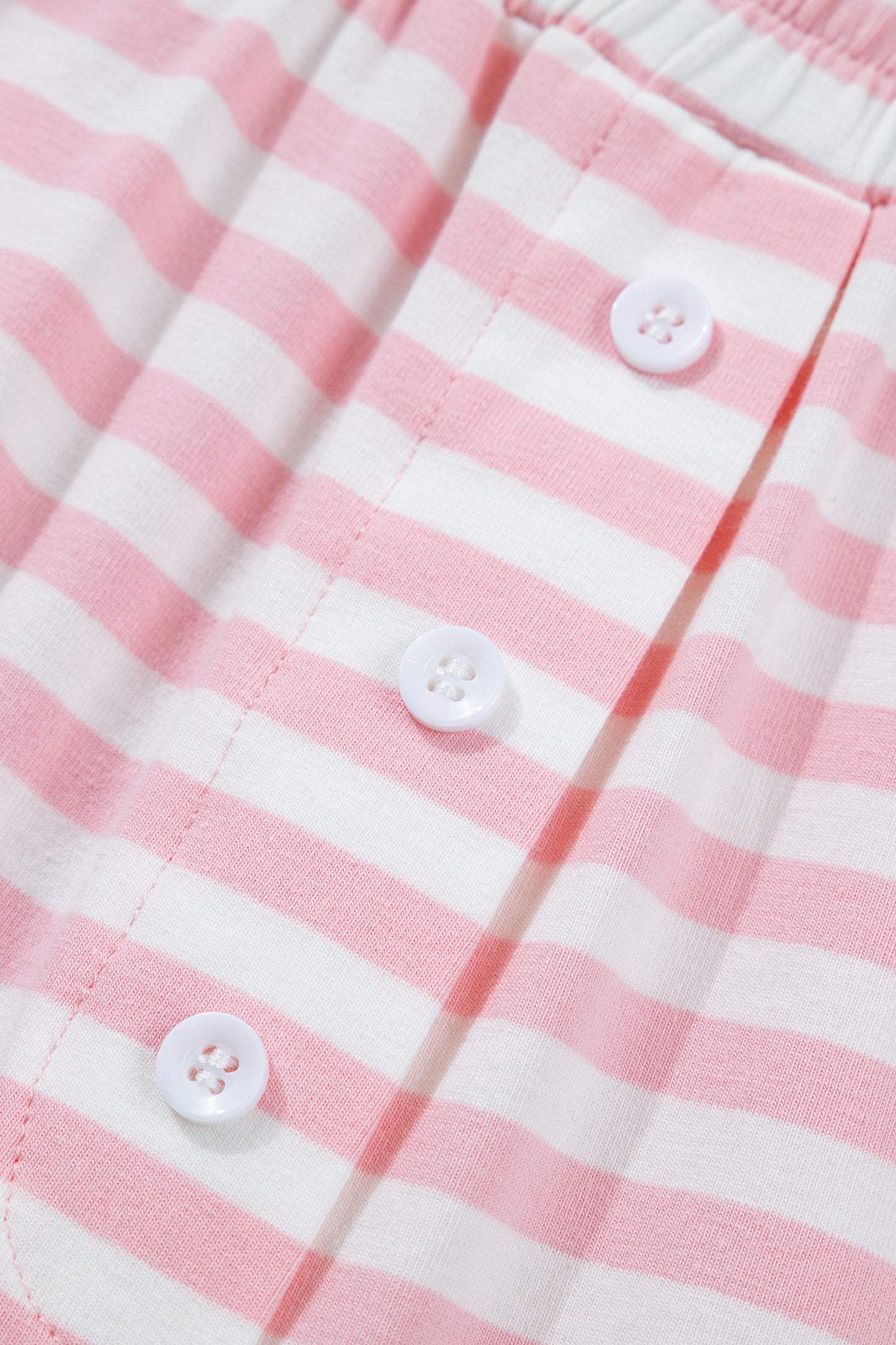 Rose Stripe Drop Shoulder Round Neck Top and Buttoned Straight Pants Two Piece Set