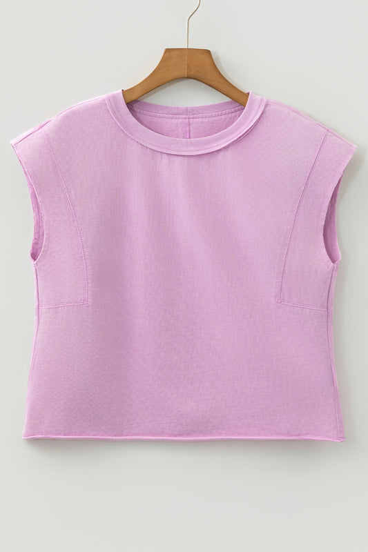 Bright Pink Mineral Wash Boxy Fit Cotton Tank Top