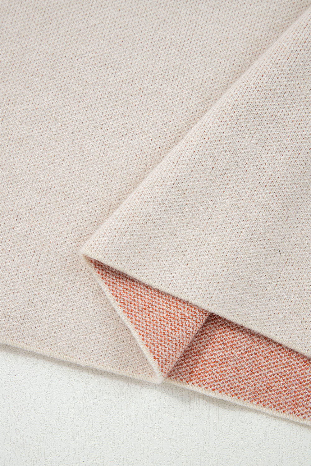 Beige Bold Flower Pattern Wide Sleeve Baggy Sweater