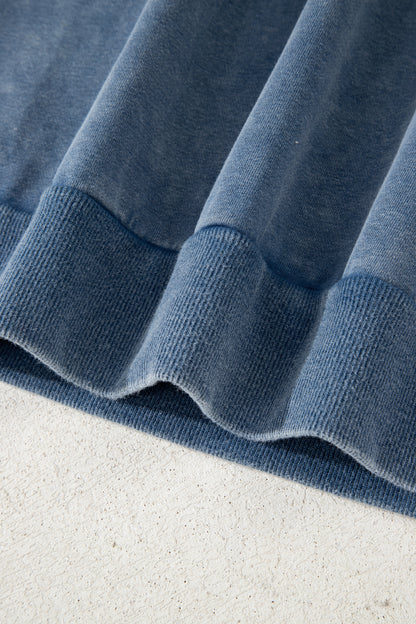 Red Dahlia Lace Patchwork Detail Notched Neck Mineral Wash Baggy Sweatshirt