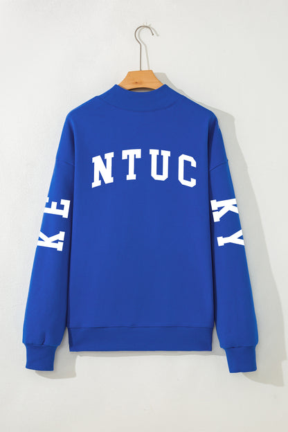 Dark Blue KY KENTUCKY Printed Mock Neck Sweatshirt