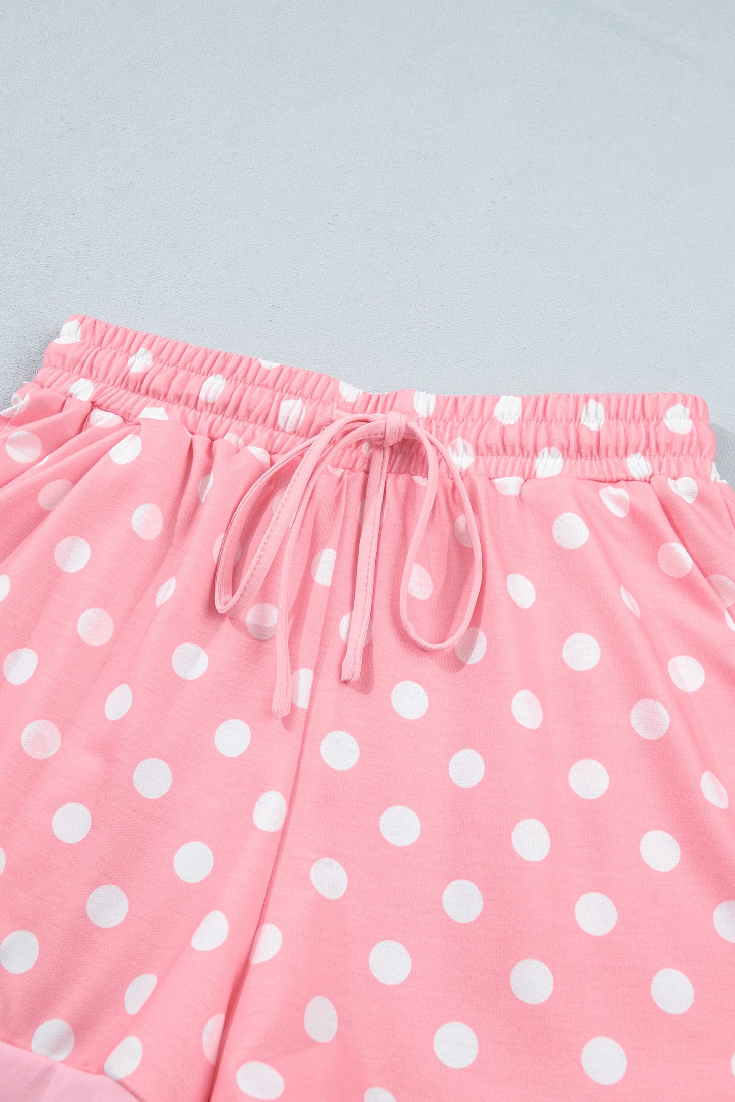 Green Polka Dot Oversized Top Drawstring Short Set