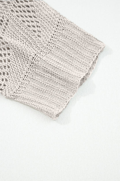 Seagrass Hollow Out Knit 7/8 Sleeve Casual Sweater