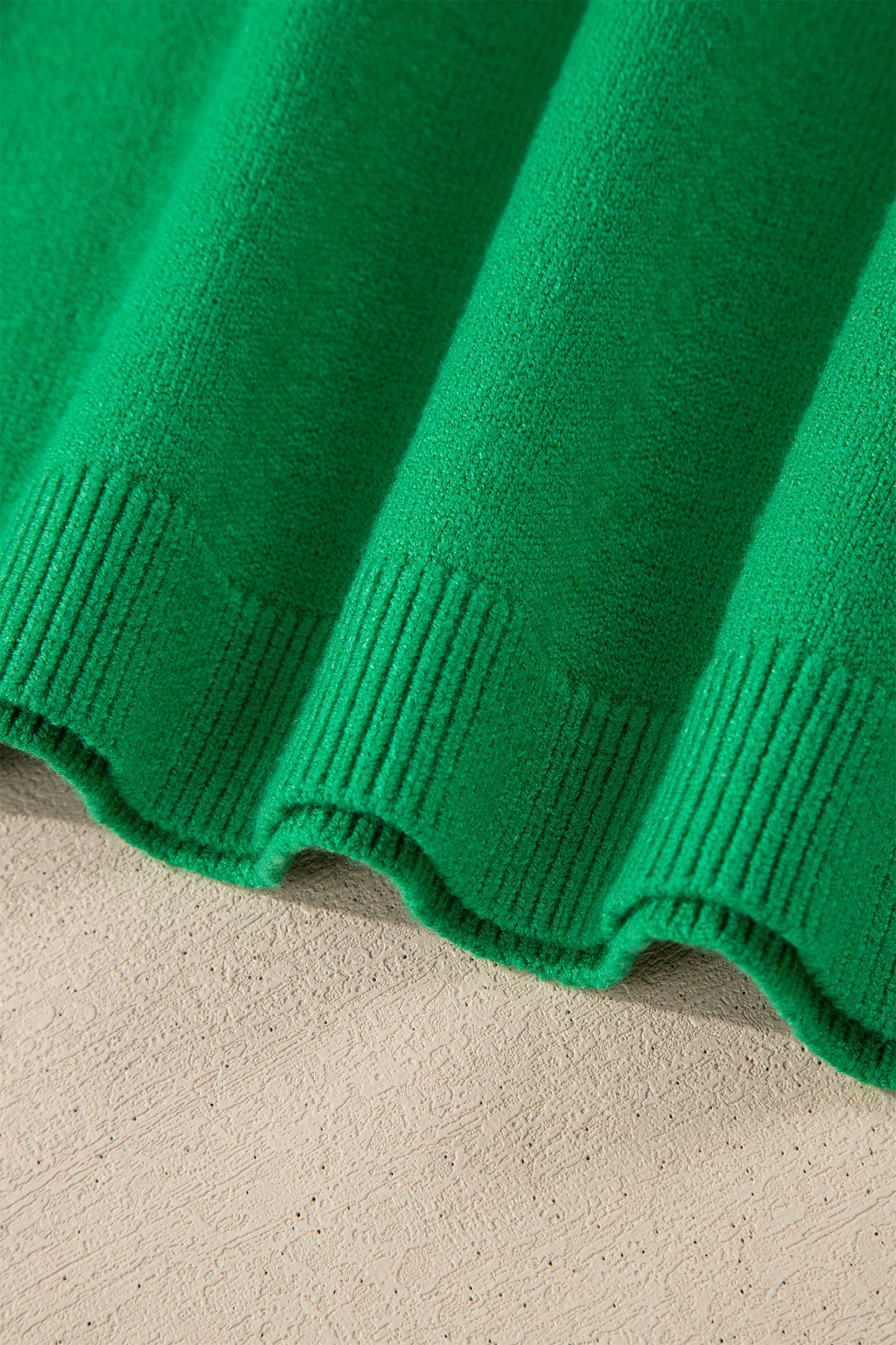 Bright Green Shiny Lucky Striped Flutter Sleeve Round Neck Sweater