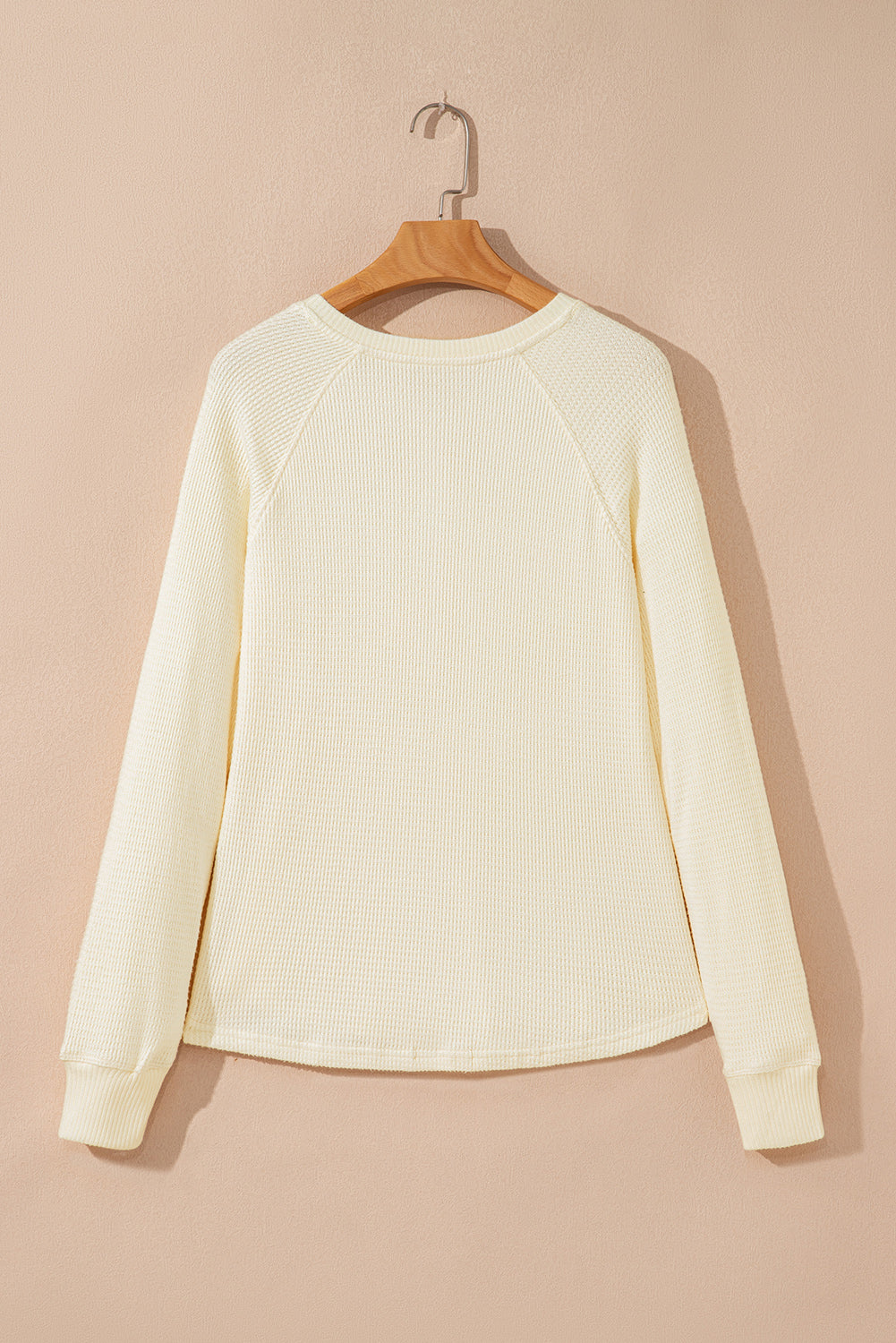 Oatmeal Textured Knit Half Buttons Henley Top