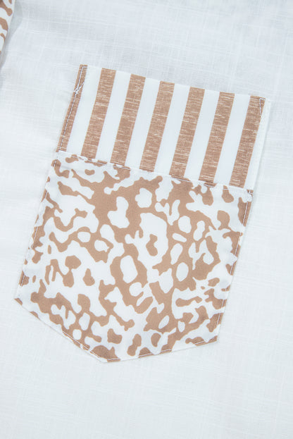 Khaki Leopard Striped Western Casual Shirt