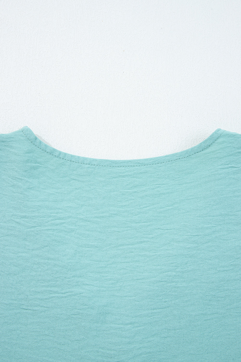 Moonlight Jade Frilled V Neckline Bracelet Sleeve Crinkled Blouse