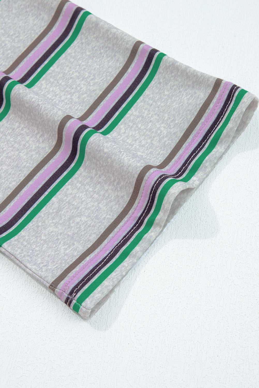 Purple Stripe Oversize Drop Shoulder Long Sleeve Casual Top