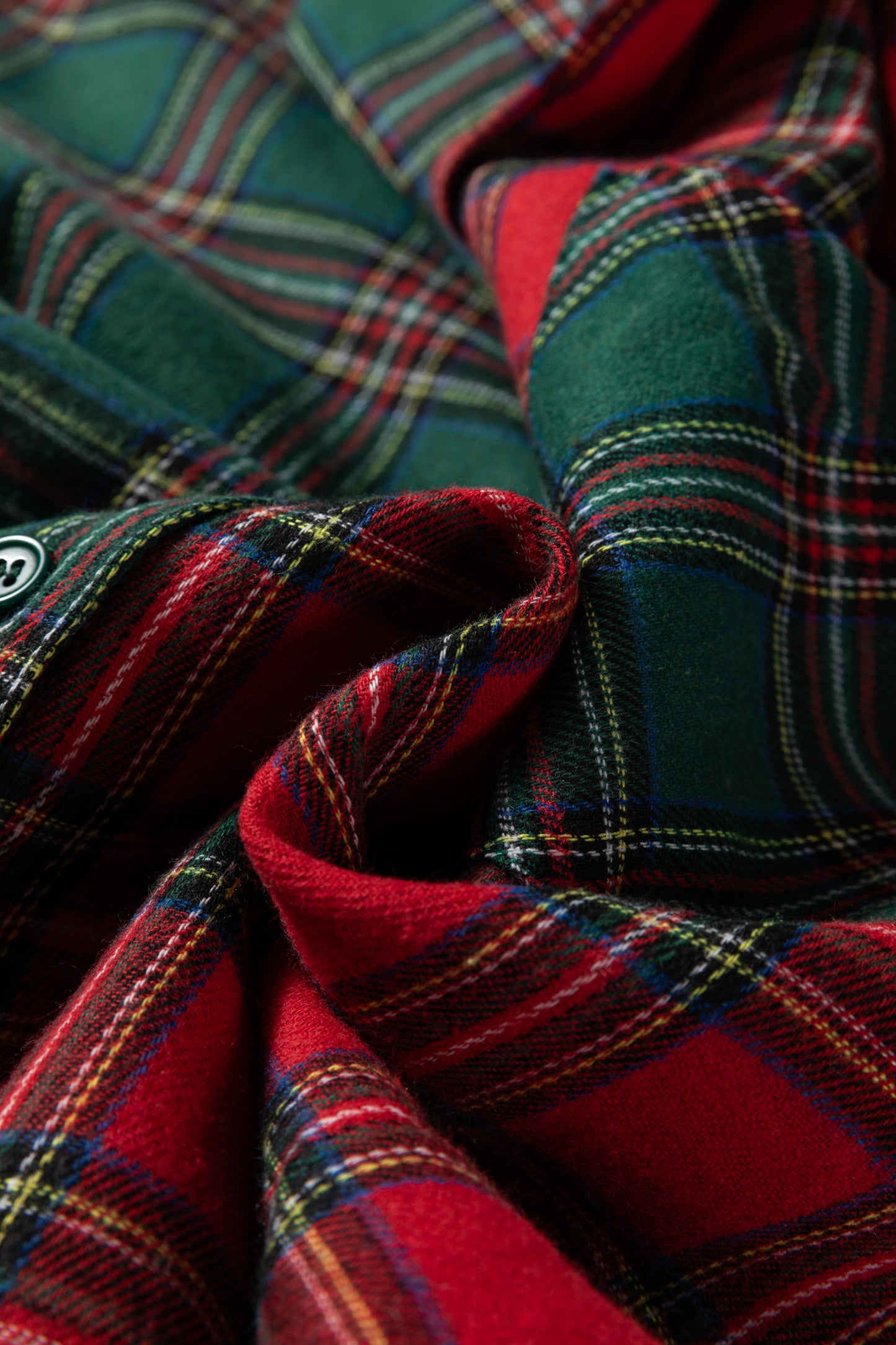 Red Plaid Contrast Patched Christmas Holiday Long Sleeve Shirt and Short 2pcs Pajama Set