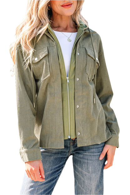 Sail Blue 2 in 1 Thermal Knit Textured Hooded Jacket