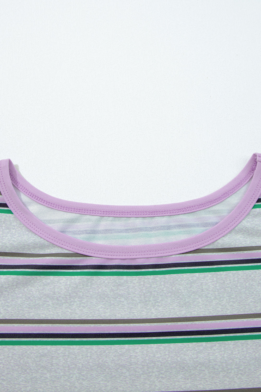 Purple Stripe Oversize Drop Shoulder Long Sleeve Casual Top