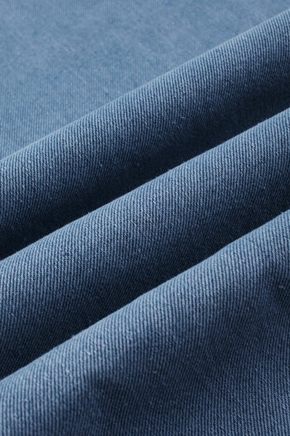 Dark Blue Retro Bib Pocket Buckle Straps Casual Denim Jumpsuit