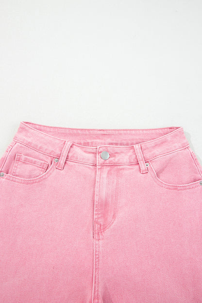 Myosotis Acid Washed High Rise Cropped Wide Leg Jeans