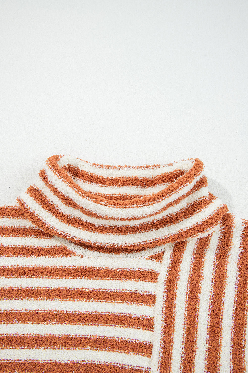 Orange Stripe Cowl Neck Drop Shoulder Sweater