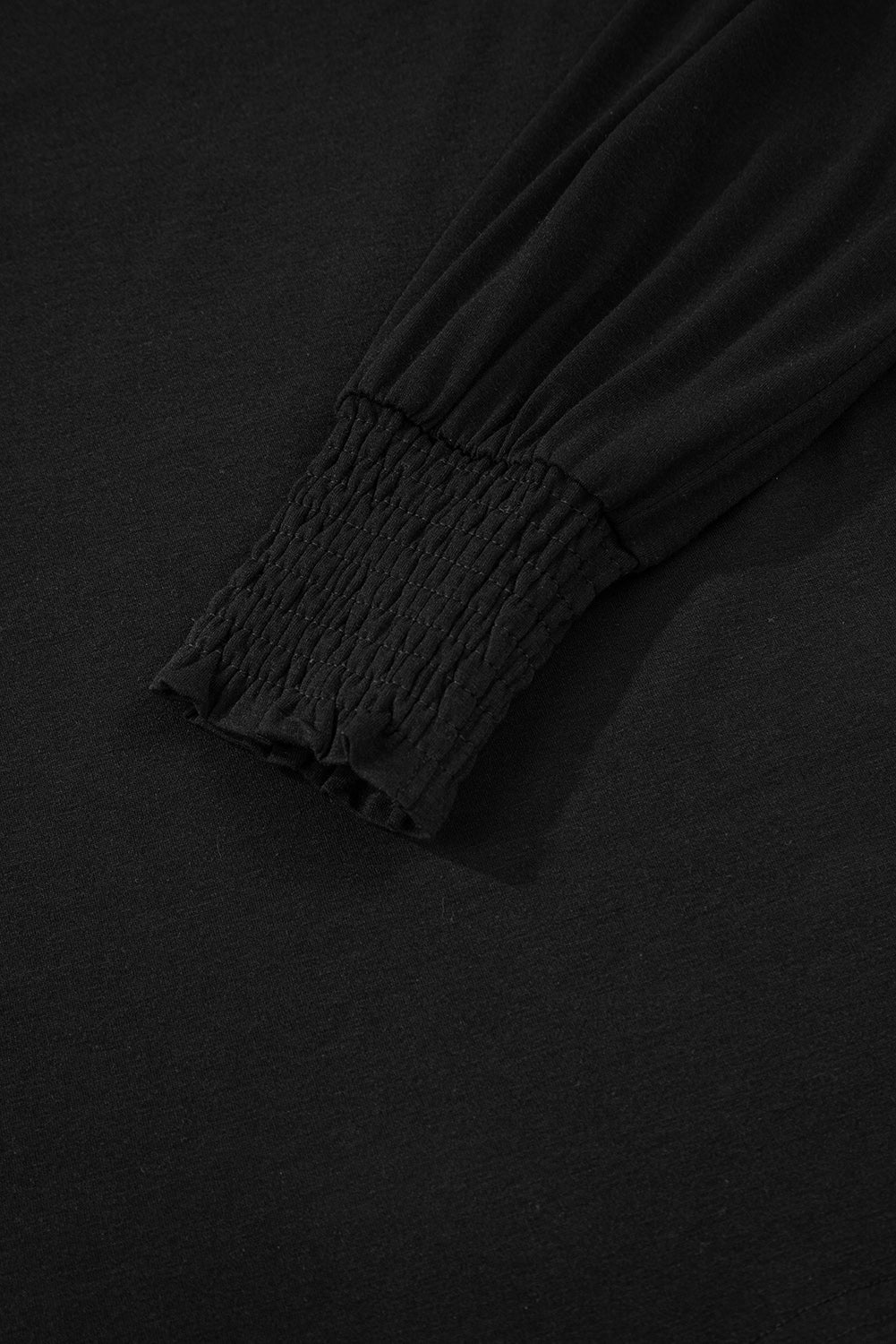 Sky Blue Shirred Shoulder Frilled Cuffs Long Sleeve Top