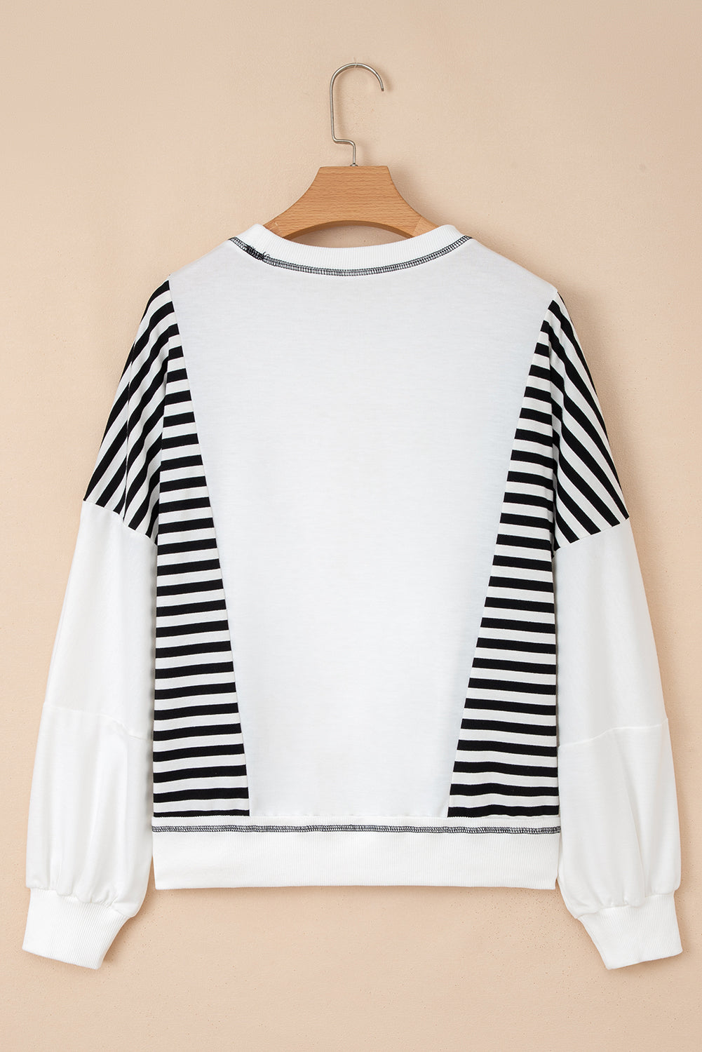 Red Stripe Colorblock Patchwork Contrast Stitching Oversize Sweatshirt