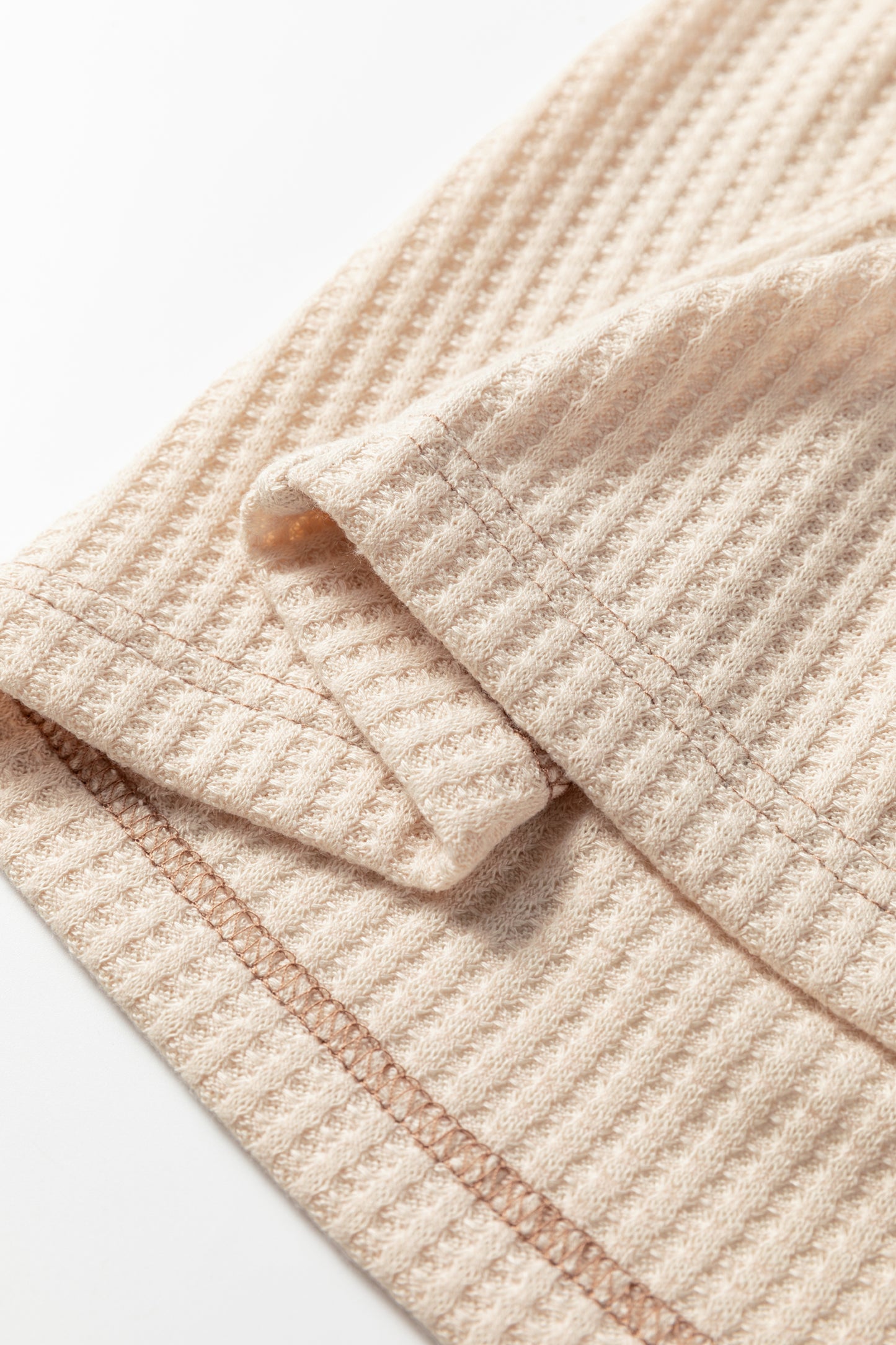 Camel Waffle Color Block Raglan Sleeve Top