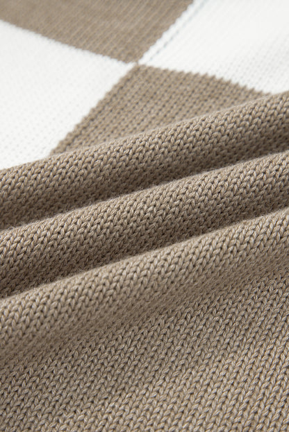 Black Checkered Open Front Drop Shoulder Cardigan