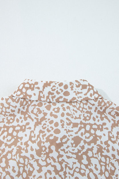 Khaki Leopard Striped Western Casual Shirt