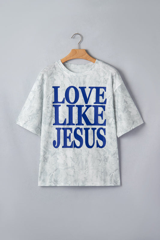 Gray Love Like Jesus Camouflage Oversized T Shirt