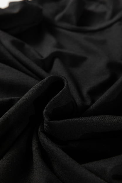 Black Slim Fit High Neck Long Sleeve Basic Top