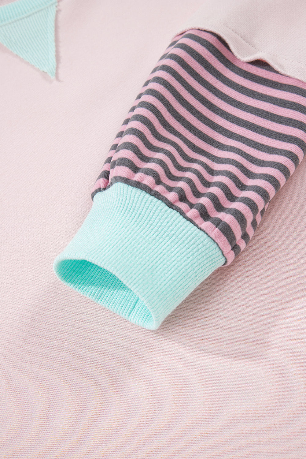 Parchment Striped Colorblock Patchwork Drop Shoulder Sweatshirt