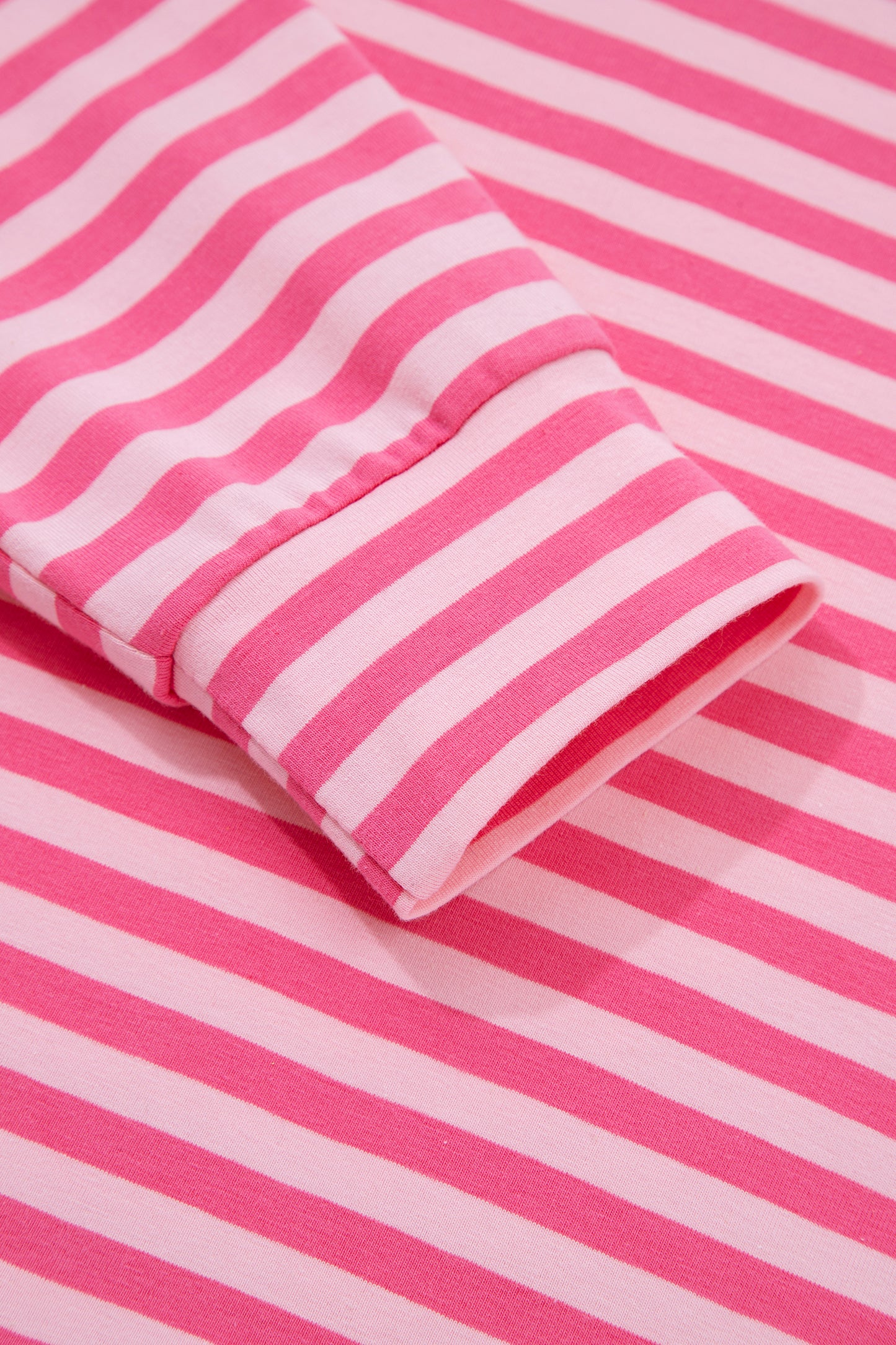 Rose Stripe Drop Shoulder Round Neck Top and Buttoned Straight Pants Two Piece Set