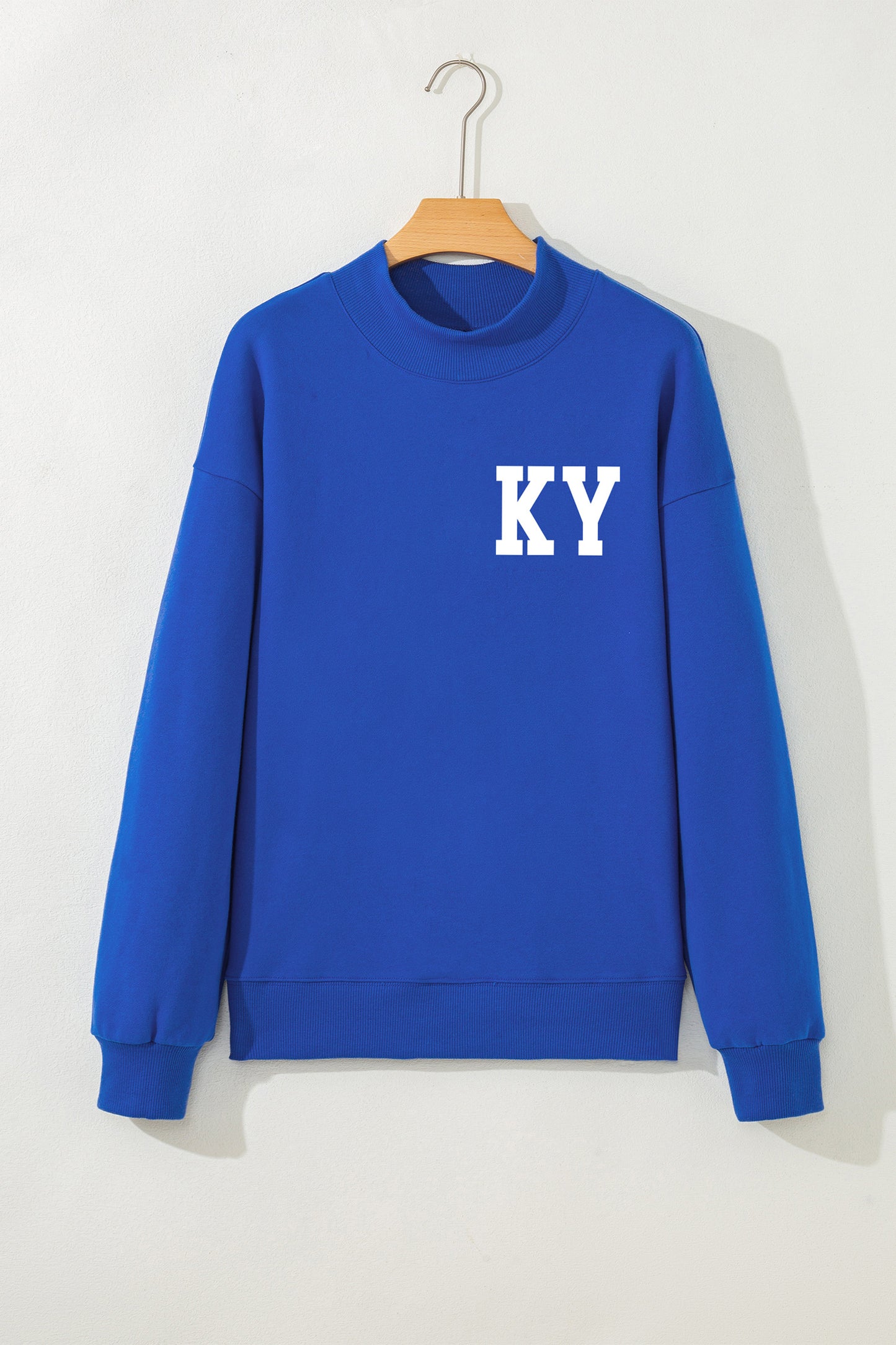 Dark Blue KY KENTUCKY Printed Mock Neck Sweatshirt