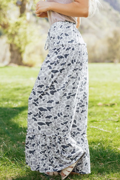 Multicolour Camo Print Wide Leg Casual Pants