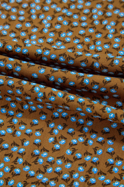 Green Floral Print Western Smocked Bodice Square Neck Wide Leg Jumpsuit