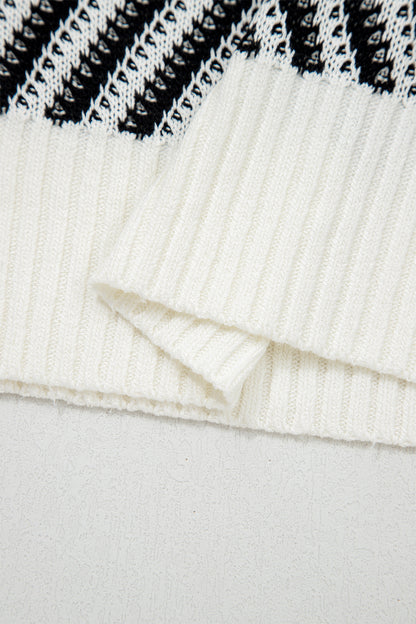 Black Contrast Chevron Knit V Neck Sweater Vest